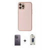MARSİLYAN™- iPhone 12 Pro Max Kılıf Ahenk Işık - Siyah Bilvis Hayalet Cam Ekran Koruyucu + Neon Fosforlu Kamera Lens - BZ