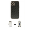 MARSİLYAN™- iPhone 12 Pro Max Kılıf Ahenk Işık - Siyah Bilvis Hayalet Cam Ekran Koruyucu + Shine Kamera Lens - GD