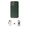MARSİLYAN™- iPhone 12 Pro Max Kılıf Ahenk Işık - Siyah Bilvis Hayalet Cam Ekran Koruyucu + Shine Kamera Lens - GD