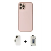 MARSİLYAN™- iPhone 12 Pro Max Kılıf Ahenk Işık - Siyah Bilvis Hayalet Cam Ekran Koruyucu + Shine Kamera Lens - GD