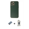 MARSİLYAN™- iPhone 12 Pro Max Kılıf Ahenk Işık - Siyah Bilvis Hayalet Cam Ekran Koruyucu + Metal Kamera Lens Koruma Cam - KI
