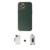 MARSİLYAN™- iPhone 12 Pro Max Kılıf Ahenk Işık - Siyah Bilvis Hayalet Cam Ekran Koruyucu + Shine Kamera Lens - LT