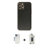 MARSİLYAN™- iPhone 12 Pro Max Kılıf Ahenk Işık - Siyah Bilvis Hayalet Cam Ekran Koruyucu + Shine Kamera Lens - LT