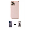 MARSİLYAN™- iPhone 12 Pro Max Kılıf Ahenk Işık - Siyah Bilvis Hayalet Cam Ekran Koruyucu + Neon Fosforlu Kamera Lens - MI