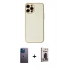 MARSİLYAN™- iPhone 12 Pro Max Kılıf Ahenk Işık - Siyah Bilvis Hayalet Cam Ekran Koruyucu + Neon Fosforlu Kamera Lens - MI