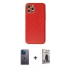 MARSİLYAN™- iPhone 12 Pro Max Kılıf Ahenk Işık - Siyah Bilvis Hayalet Cam Ekran Koruyucu + Neon Fosforlu Kamera Lens - MI