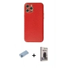MARSİLYAN™- iPhone 12 Pro Max Kılıf Ahenk Işık - Siyah Bilvis Hayalet Cam Ekran Koruyucu + Mavi Shine Kamera Lens Koruma Cam