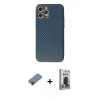 MARSİLYAN™- iPhone 12 Pro Max Kılıf Ahenk Işık - Siyah Bilvis Hayalet Cam Ekran Koruyucu + Metal Kamera Lens Koruma Cam - KI