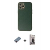 MARSİLYAN™- iPhone 12 Pro Max Kılıf Ahenk Işık - Siyah Bilvis Hayalet Cam Ekran Koruyucu + Metal Kamera Lens Koruma Cam - KI