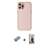 MARSİLYAN™- iPhone 12 Pro Max Kılıf Ahenk Işık - Siyah Bilvis Hayalet Cam Ekran Koruyucu + Shine Kamera Lens Koruma Cam - PE
