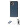 MARSİLYAN™- iPhone 12 Pro Max Kılıf Ahenk Işık - Siyah Bilvis Hayalet Cam Ekran Koruyucu + Shine Kamera Lens Koruma Cam - PE