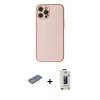 MARSİLYAN™- iPhone 12 Pro Max Kılıf Ahenk Işık - Siyah Bilvis Hayalet Cam Ekran Koruyucu + Renkli Kamera Lens Koruma Cam - SI