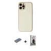 MARSİLYAN™- iPhone 12 Pro Max Kılıf Ahenk Işık - Siyah Bilvis Hayalet Cam Ekran Koruyucu + Renkli Kamera Lens Koruma Cam - YL
