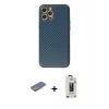 MARSİLYAN™- iPhone 12 Pro Max Kılıf Ahenk Işık - Siyah Bilvis Hayalet Cam Ekran Koruyucu + Renkli Kamera Lens Koruma Cam - SI