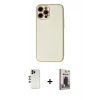 MARSİLYAN™- iPhone 12 Pro Max Kılıf Ahenk Işık - Siyah Bilvis Hayalet Cam Ekran Koruyucu + Shine Kamera Lens - GD