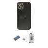 MARSİLYAN™- iPhone 12 Pro Max Kılıf Ahenk Işık - Siyah Bilvis Hayalet Cam Ekran Koruyucu + Shine Kamera Lens Koruma Cam - GD