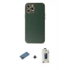 MARSİLYAN™- iPhone 12 Pro Max Kılıf Ahenk Işık - Siyah Bilvis Hayalet Cam Ekran Koruyucu + Shine Kamera Lens Koruma Cam - GD