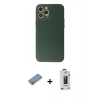 MARSİLYAN™- iPhone 12 Pro Max Kılıf Ahenk Işık - Siyah Bilvis Hayalet Cam Ekran Koruyucu + Shine Kamera Lens Koruma Cam - GS