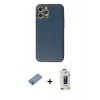 MARSİLYAN™- iPhone 12 Pro Max Kılıf Ahenk Işık - Siyah Bilvis Hayalet Cam Ekran Koruyucu + Shine Kamera Lens Koruma Cam - GI