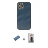 MARSİLYAN™- iPhone 12 Pro Max Kılıf Ahenk Işık - Siyah Bilvis Hayalet Cam Ekran Koruyucu + Shine Kamera Lens Koruma Cam - GD