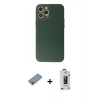 MARSİLYAN™- iPhone 12 Pro Max Kılıf Ahenk Işık - Siyah Bilvis Hayalet Cam Ekran Koruyucu + Shine Kamera Lens Koruma Cam - GI