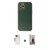 MARSİLYAN™- iPhone 12 Pro Max Kılıf Ahenk Işık - Siyah Bilvis Hayalet Cam Ekran Koruyucu + Shine Kamera Lens - GD