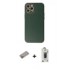MARSİLYAN™- iPhone 12 Pro Max Kılıf Ahenk Işık - Siyah Bilvis Hayalet Cam Ekran Koruyucu + Shine Kamera Lens Koruma Cam - SABE