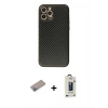MARSİLYAN™- iPhone 12 Pro Max Kılıf Ahenk Işık - Siyah Bilvis Hayalet Cam Ekran Koruyucu + Shine Kamera Lens Koruma Cam - SABE
