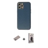MARSİLYAN™- iPhone 12 Pro Max Kılıf Ahenk Işık - Siyah Bilvis Hayalet Cam Ekran Koruyucu + Shine Kamera Lens Koruma Cam - SABE
