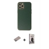 MARSİLYAN™- iPhone 12 Pro Max Kılıf Ahenk Işık - Siyah Bilvis Hayalet Cam Ekran Koruyucu + Shine Kamera Lens Koruma Cam - SABE