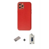 MARSİLYAN™- iPhone 12 Pro Max Kılıf Ahenk Işık - Siyah Bilvis Hayalet Cam Ekran Koruyucu + Shine Kamera Lens Koruma Cam - SABE