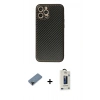 MARSİLYAN™- iPhone 12 Pro Max Kılıf Ahenk Işık - Siyah Bilvis Hayalet Cam Ekran Koruyucu + Shine Kamera Lens Koruma Cam - SH