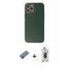 MARSİLYAN™- iPhone 12 Pro Max Kılıf Ahenk Işık - Siyah Bilvis Hayalet Cam Ekran Koruyucu + Shine Kamera Lens Koruma Cam - SH