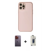 MARSİLYAN™- iPhone 12 Pro Max Kılıf Ahenk Işık - Siyah Bilvis Hayalet Cam Ekran Koruyucu + Neon Fosforlu Kamera Lens - TU