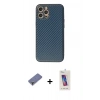 MARSİLYAN™- iPhone 12 Pro Max Kılıf Ahenk Işık - Siyah Joko 5D Cam + Gold Metal Kamera Lens Koruma Cam