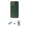 MARSİLYAN™- iPhone 12 Pro Max Kılıf Ahenk Işık - Siyah Joko 5D Cam + Mavi Shine Kamera Lens Koruma Cam