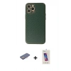 MARSİLYAN™- iPhone 12 Pro Max Kılıf Ahenk Işık - Siyah Joko 5D Cam + Renkli Kamera Lens Koruma Cam - PE