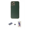 MARSİLYAN™- iPhone 12 Pro Max Kılıf Ahenk Işık - Siyah Joko 5D Cam + Renkli Kamera Lens Koruma Cam - MI