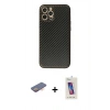 MARSİLYAN™- iPhone 12 Pro Max Kılıf Ahenk Işık - Siyah Joko 5D Cam + Renkli Kamera Lens Koruma Cam - TU