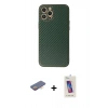 MARSİLYAN™- iPhone 12 Pro Max Kılıf Ahenk Işık - Siyah Joko 5D Cam + Renkli Kamera Lens Koruma Cam - TU
