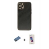 MARSİLYAN™- iPhone 12 Pro Max Kılıf Ahenk Işık - Siyah Joko 5D Cam + Shine Kamera Lens Koruma Cam - GD