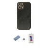 MARSİLYAN™- iPhone 12 Pro Max Kılıf Ahenk Işık - Siyah Joko 5D Cam + Shine Kamera Lens Koruma Cam - GS