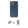 MARSİLYAN™- iPhone 12 Pro Max Kılıf Ahenk Işık - Siyah Joko 5D Cam + Shine Kamera Lens Koruma Cam - PE