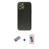 MARSİLYAN™- iPhone 12 Pro Max Kılıf Ahenk Işık - Siyah Joko 5D Cam + Shine Kamera Lens Koruma Cam - PE