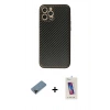 MARSİLYAN™- iPhone 12 Pro Max Kılıf Ahenk Işık - Siyah Joko 5D Cam + Shine Kamera Lens Koruma Cam - SH