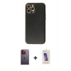 MARSİLYAN™- iPhone 12 Pro Max Kılıf Ahenk Işık - Siyah Joko 5D Cam + Neon Fosforlu Kamera Lens - TU