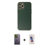 MARSİLYAN™- iPhone 12 Pro Max Kılıf Ahenk Işık - Siyah Joko 5D Cam + Yeşil Neon Fosforlu Kamera Lens