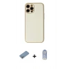 MARSİLYAN™- iPhone 12 Pro Max Kılıf Ahenk Işık - Siyah Joko Magic 5D Cam + Gümüş Shine Kamera Lens Koruma Cam