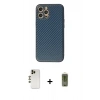 MARSİLYAN™- iPhone 12 Pro Max Kılıf Ahenk Işık - Siyah Joko Magic 5D Hayalet Cam + Gold Shine Kamera Lens