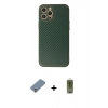 MARSİLYAN™- iPhone 12 Pro Max Kılıf Ahenk Işık - Siyah Joko Magic 5D Hayalet Cam + Gümüş Metal Kamera Lens Koruma Cam